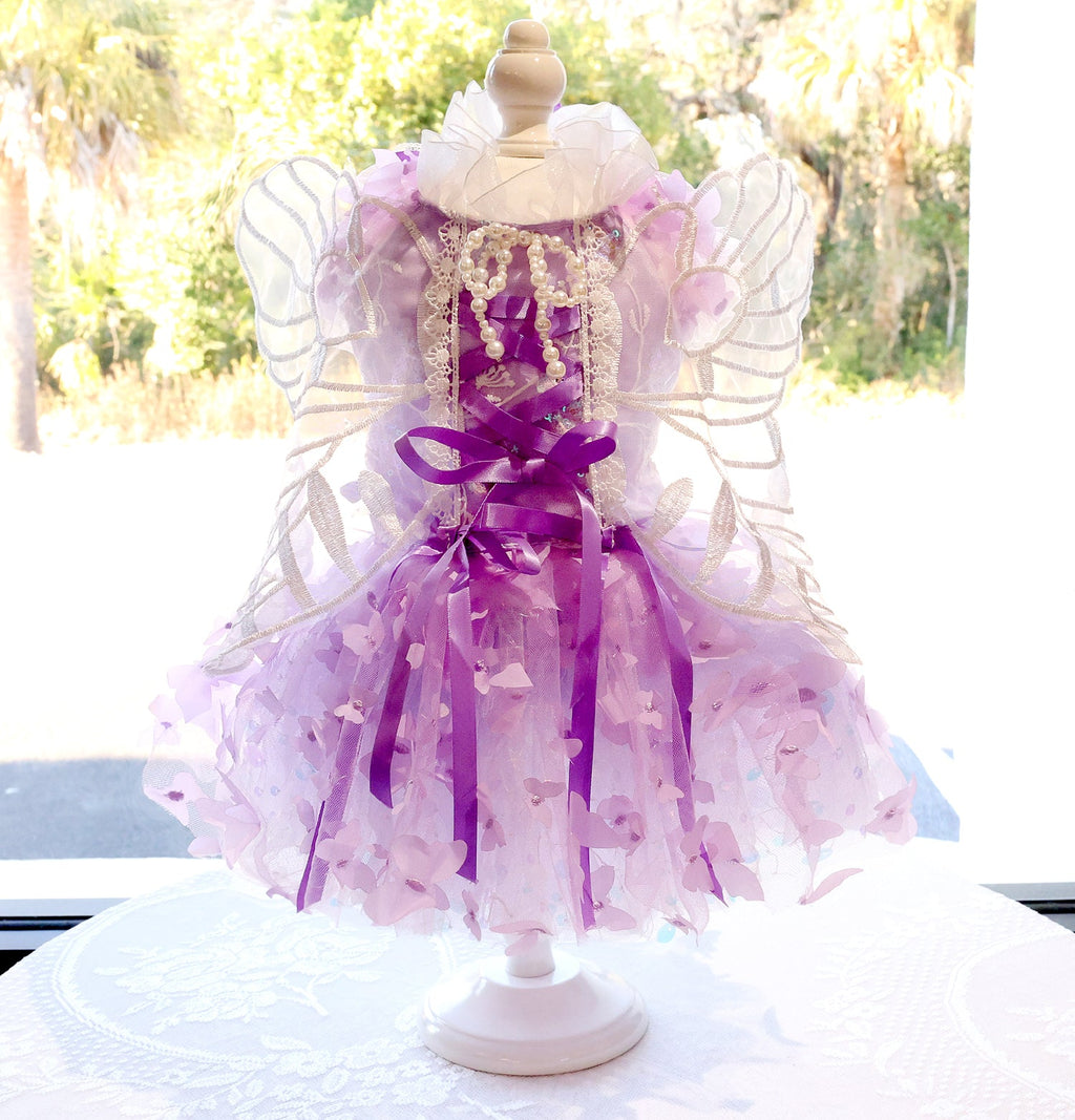 Butterfly Fairy Dog Dress with Wings – Luxury Tulle Pet Princess Outfit