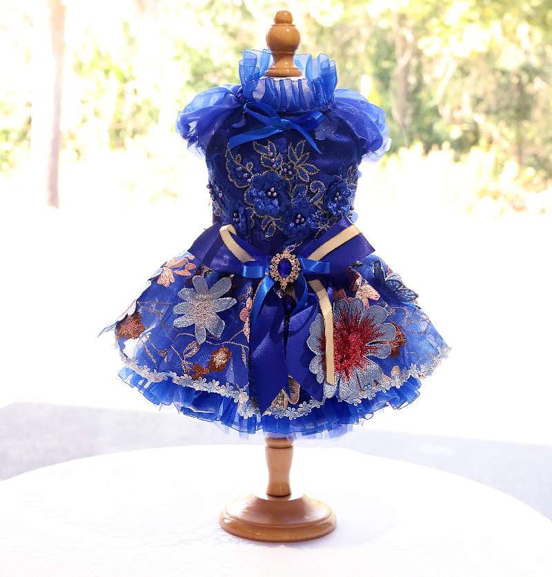 Dog Dress Royal Blue Blossom