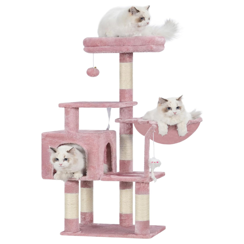 Cozy Cat Tree for Small Cats with Plush Hammock