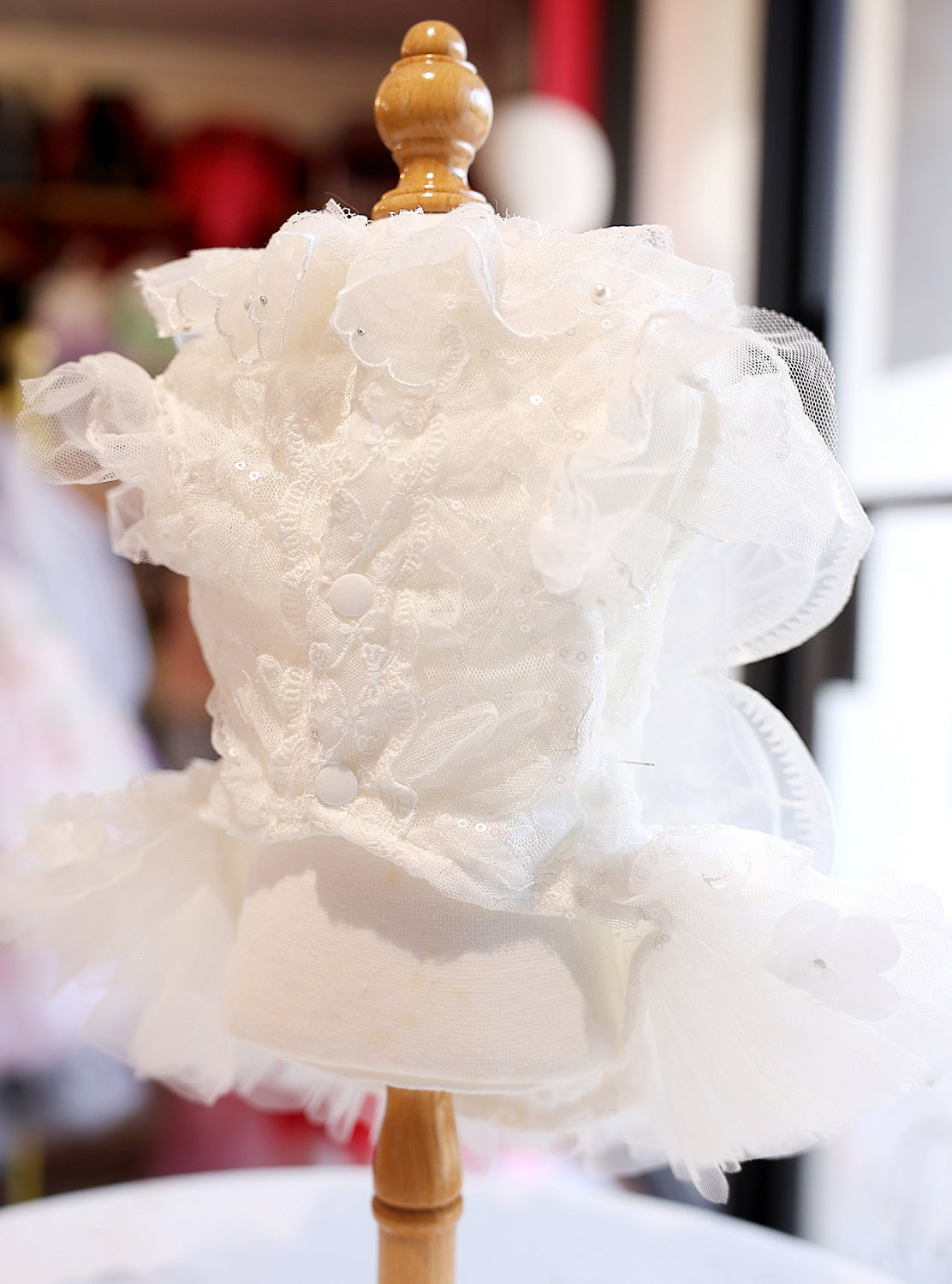 Dog Dress White Butterfly Lace Wedding