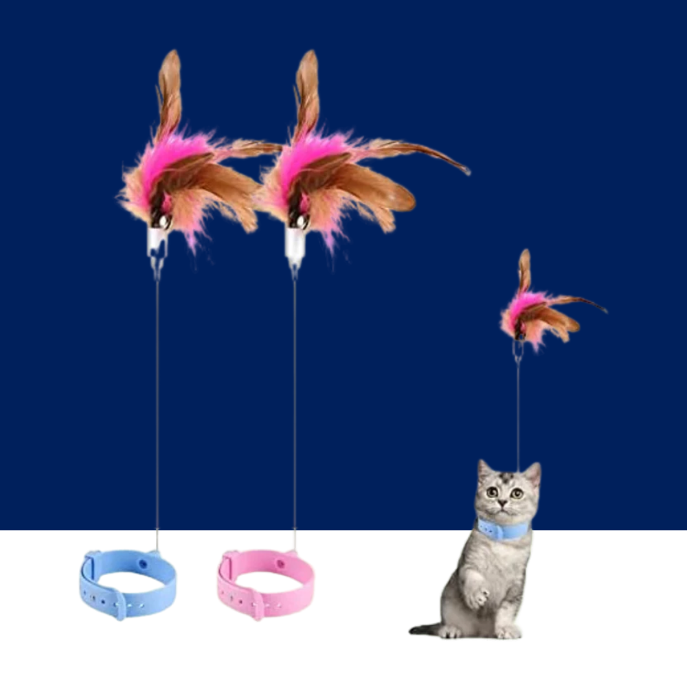 Adjustable Cat Collar Feather Teaser Toy with Bell