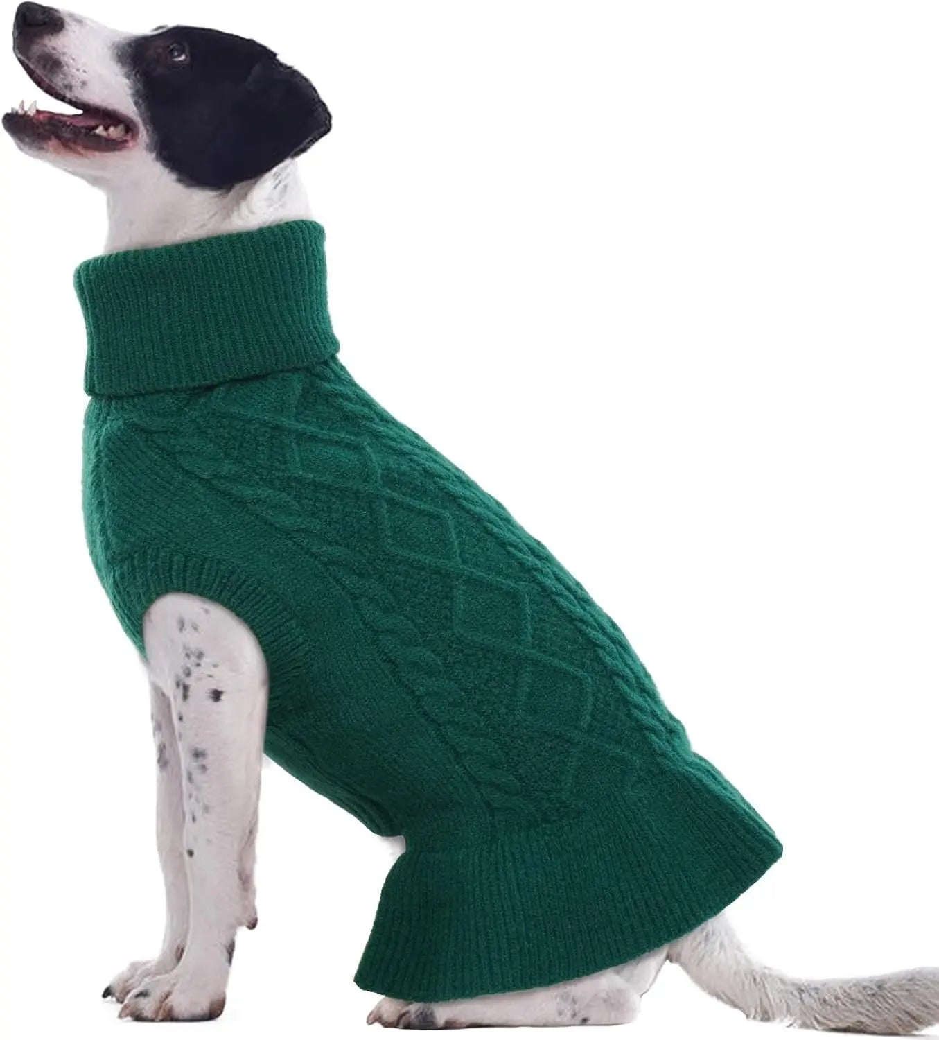 Cable Knit Dog Sweater Dress | Soft Turtleneck Warm Pet Pullover (XS–XL)