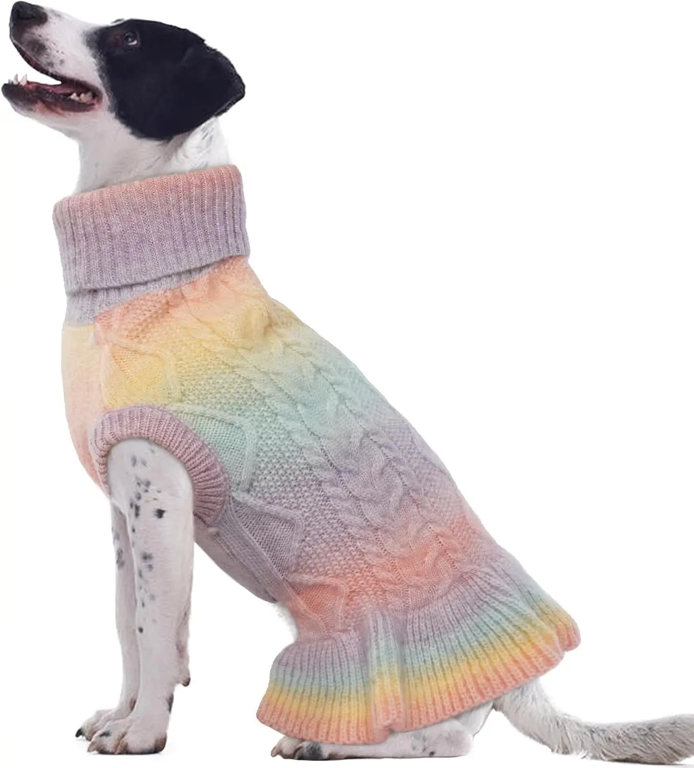 Cable Knit Dog Sweater Dress | Soft Turtleneck Warm Pet Pullover (XS–XL)