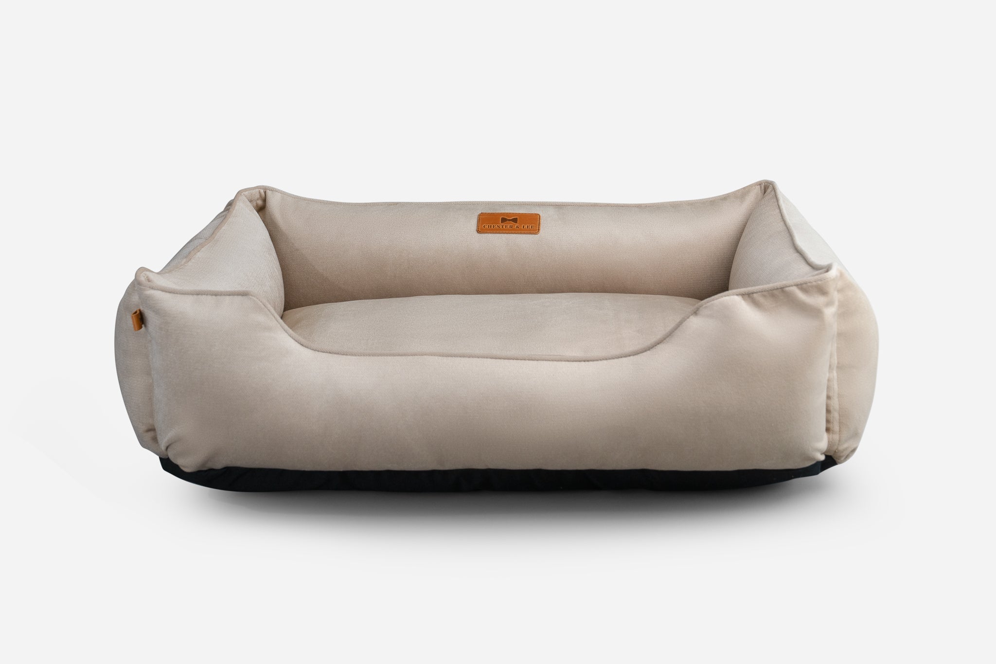 Classic Velvet Sleeper Dog Bed Beige