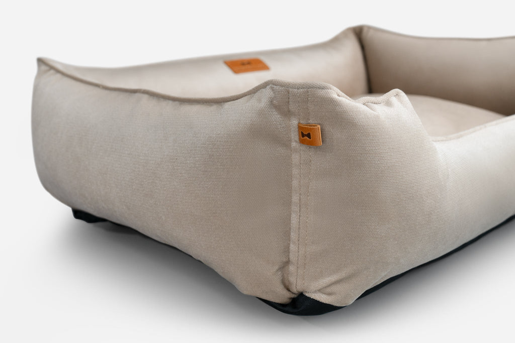 Classic Velvet Sleeper Dog Bed Beige