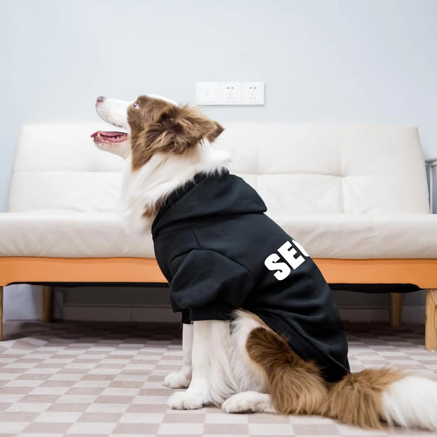 Dog Hoodie Security Fleece Sweatshirt w/ Leash Hole Warm Pet Costume for Small Dogs