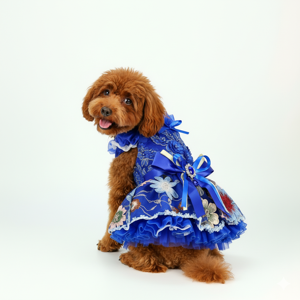 Dog Dress Royal Blue Blossom