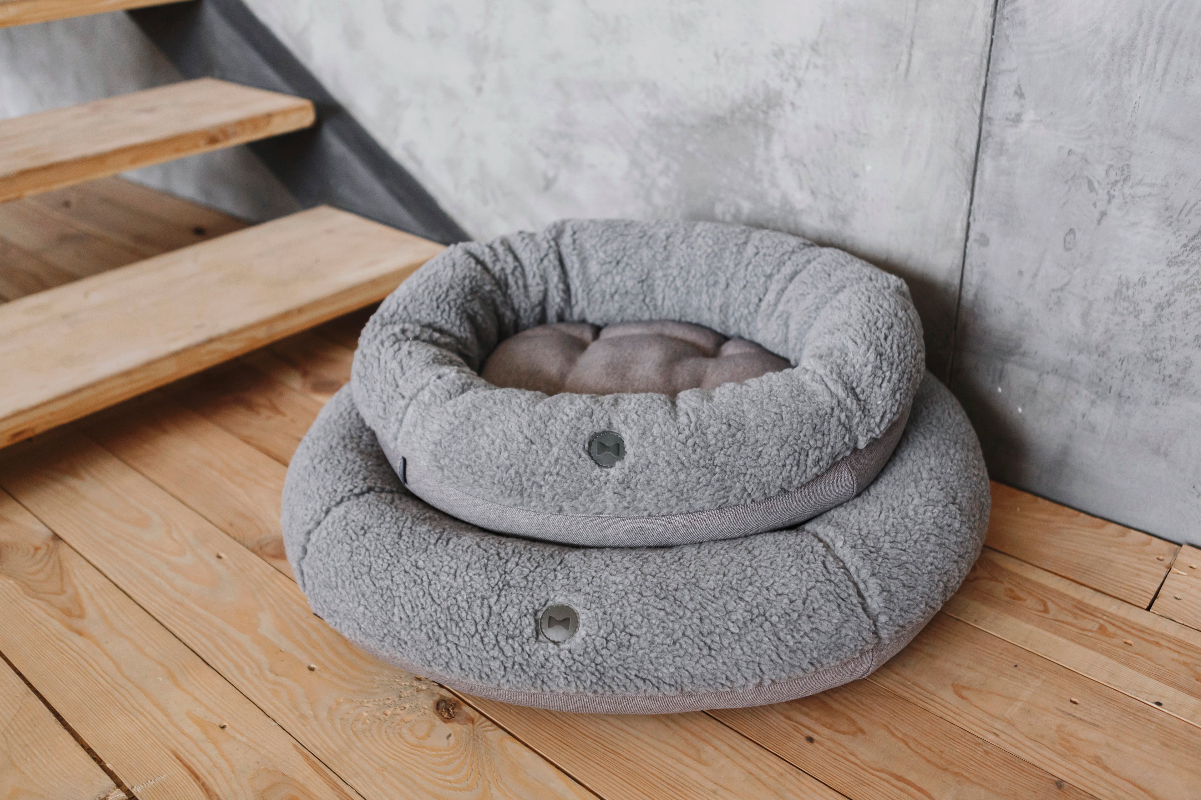 Furry Gray Donut Dog Bed