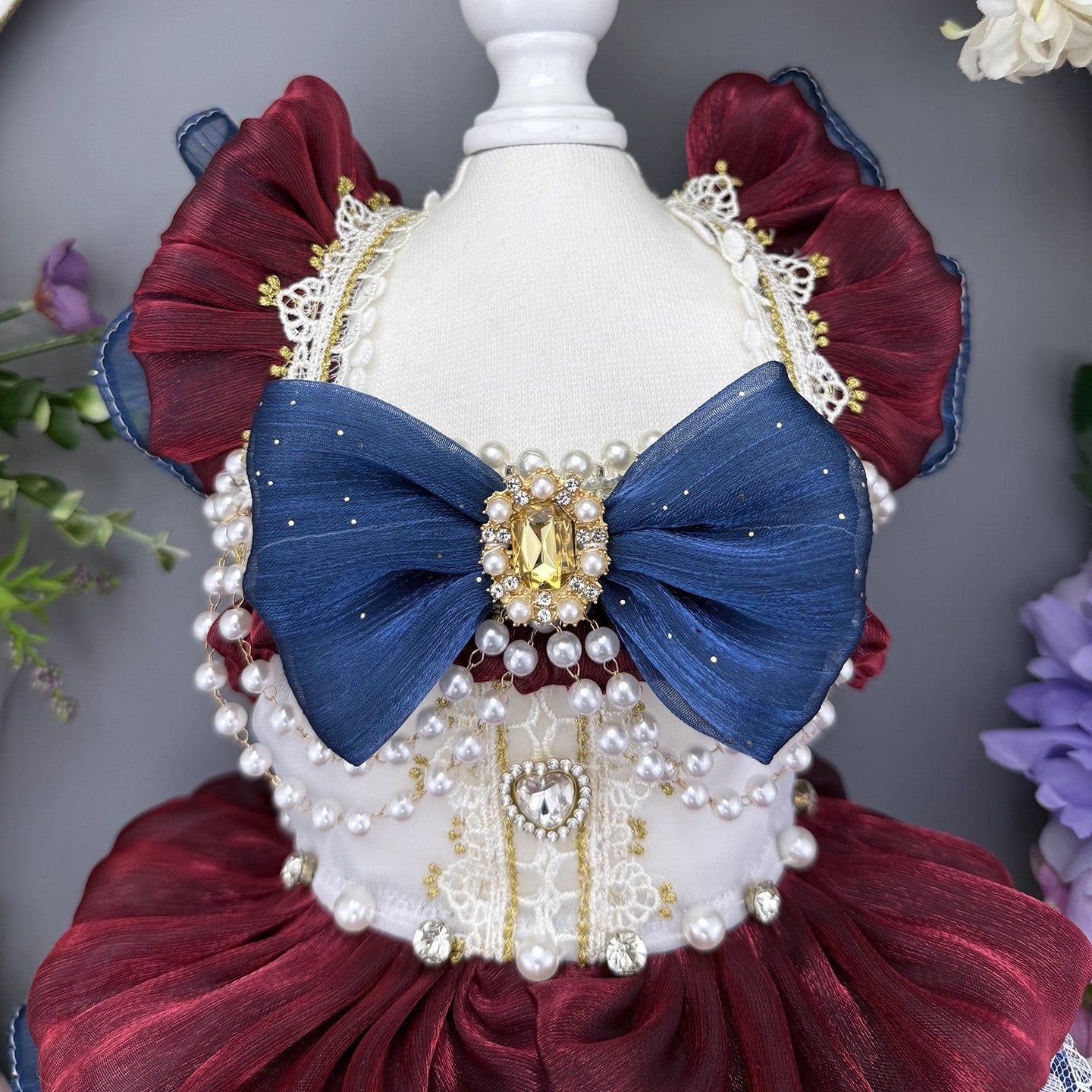 Handmade Luxury Dog Dress Royal Style Lace Tutu