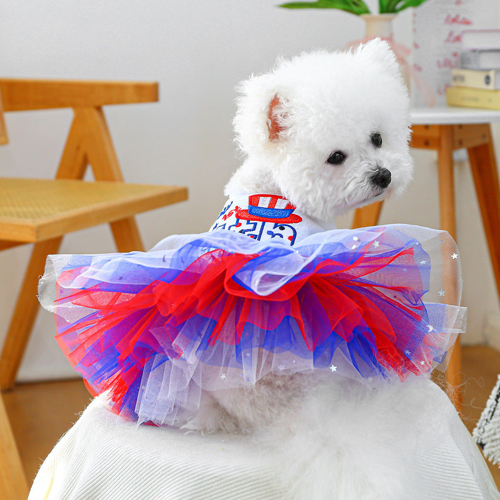 4th of July Dog Dress – Tulle Skirt & Patriotic Print