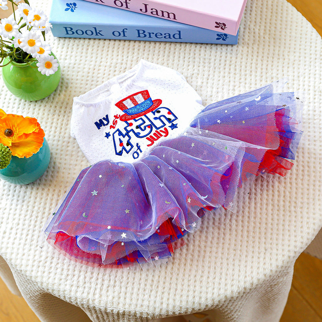 4th of July Dog Dress – Tulle Skirt & Patriotic Print