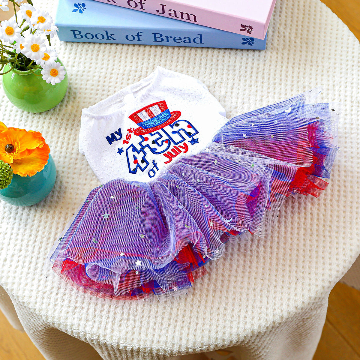 4th of July Dog Dress – Tulle Skirt & Patriotic Print