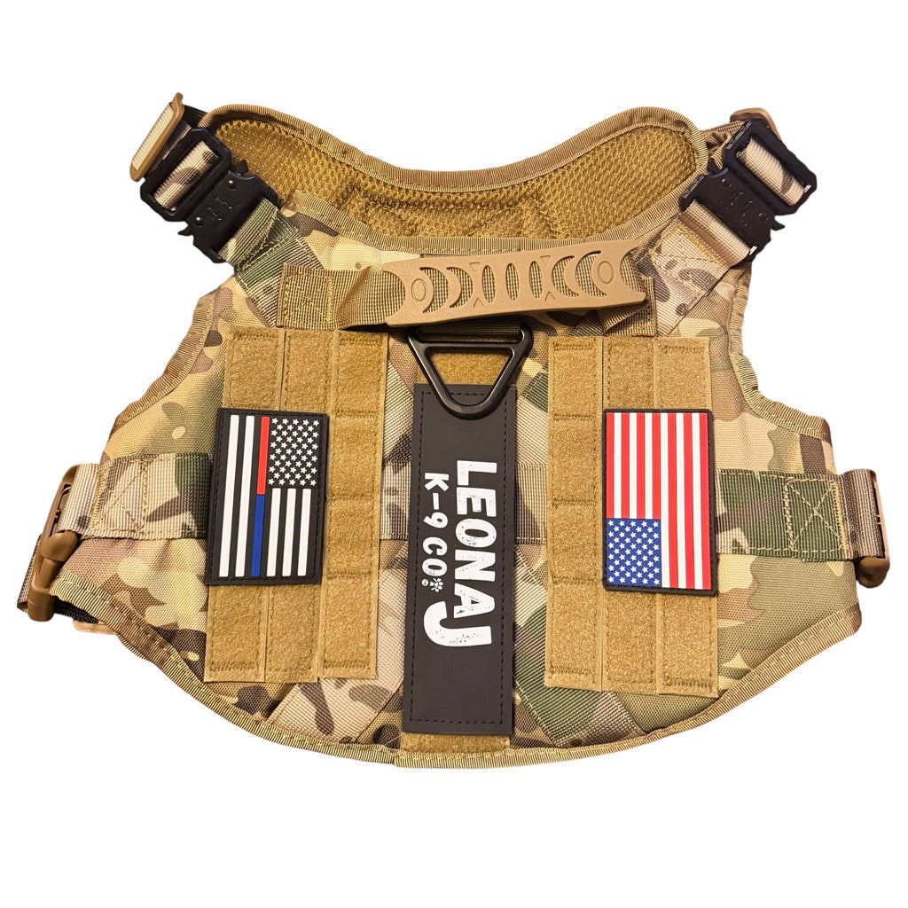 Camo Tactical Dog Harness - Heavy Duty & Quick Release
