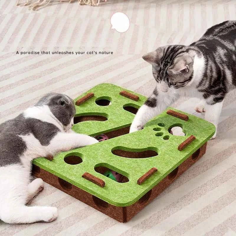 Cat Fun Box – Interactive Puzzle Toy for Indoor Cats, Scratching & Digging Activity Box with Bell Balls
