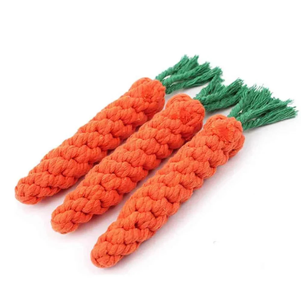 Carrot Rope Dog Chew Toy – Durable Cotton Molar Toy for Puppies & Dogs