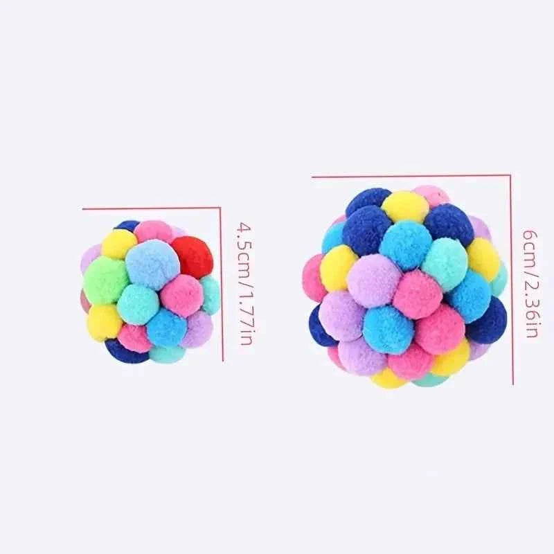 Cat Plush Bell Ball Toy – Colorful Woolen Self-Play Ball